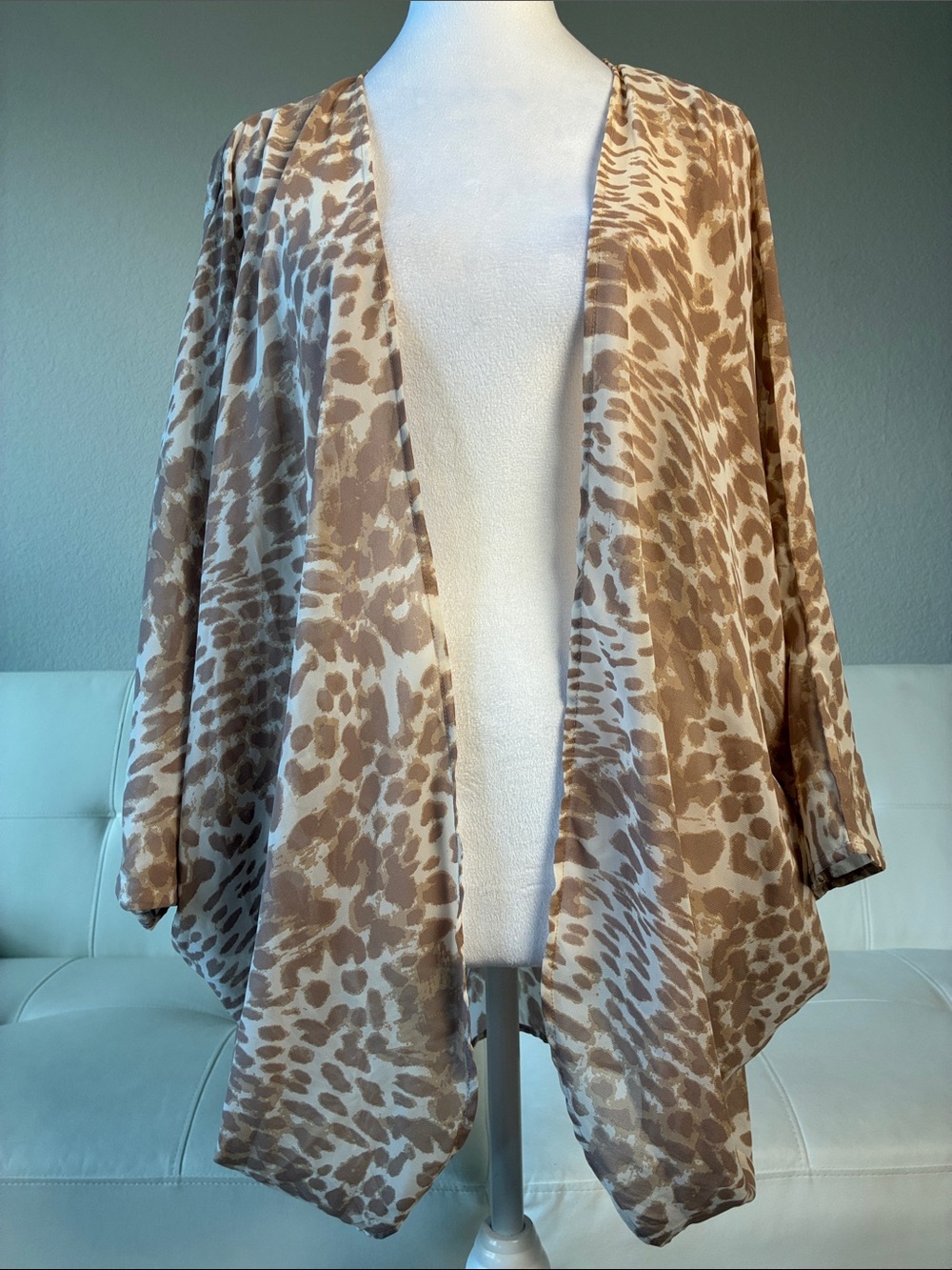 Brown Animal Print Open-Front Kimono, Wrap by Charming Charlie
